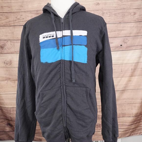 GoPro Hoodie Mens Large Full Zip Sweatshirt Made USA Graphic Pullover - Picture 3 of 9